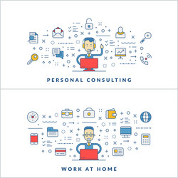 personal consulting work at home flat line icons vector image