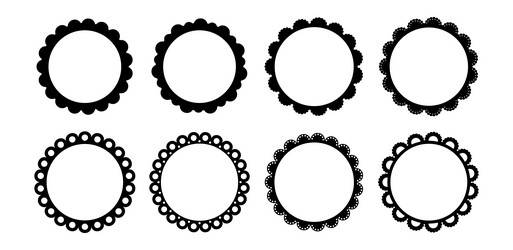 Scalloped Circle Border Set vector image
