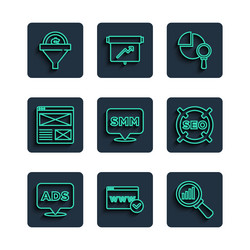 set line advertising website template magnifying vector image