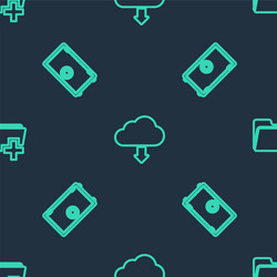 set line cloud download safe and add new folder vector image