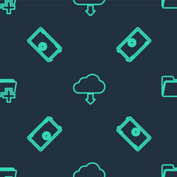 Set line cloud download safe and add new folder vector