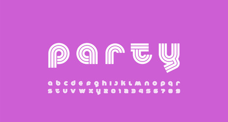 stylized striped font minimalistic alphabet vector image