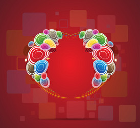 abstract heart from color circles background vector image