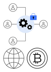 blockchain network with user connections security vector image