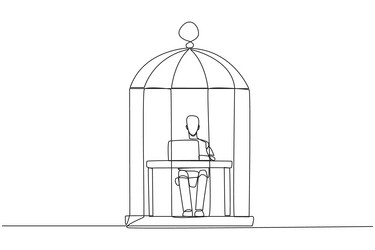 Continuous one line drawing smart robot sitting Vector Image
