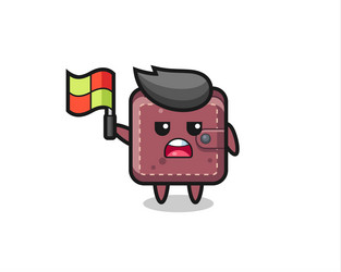 leather wallet character as line judge putting vector image