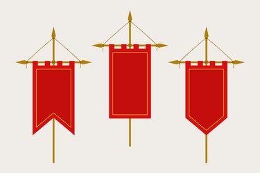 medieval pennant hanging on flagpole set blank vector