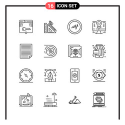 set 16 line style icons for web and mobile vector image