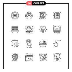 set 16 line style icons for web and mobile vector image