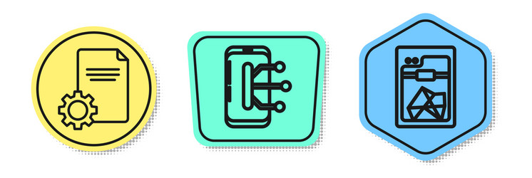 set line file document smartphone mobile phone vector image