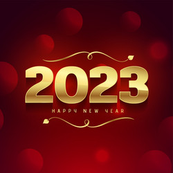 2023 golden text new year red banner with bokeh vector image