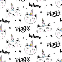 caticorns cat unicorn seamless pattern vector image