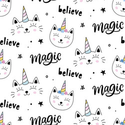 caticorns cat unicorn seamless pattern vector