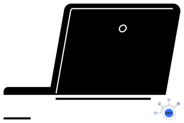 laptop with blockchain network icon representing vector image