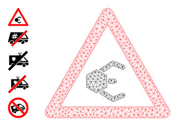 mesh 2d nanobot warning icon vector image
