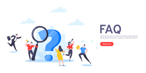 q and a or faq concept with tiny people characters vector image