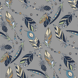 Seamless pattern with feathers and beads vector