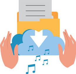hands with folder isolated icon vector image