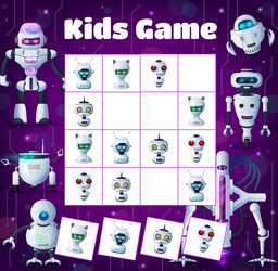 kids sudoku game with cartoon robots and droids vector image