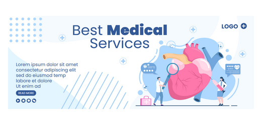 Medical check up cover template health care flat vector