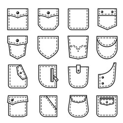 patch pockets with and without buttons zipper vector