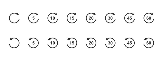 rewind and fast forward icons with circle arrows vector