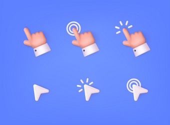 set of 3d hands and pointers clicking navigation vector image