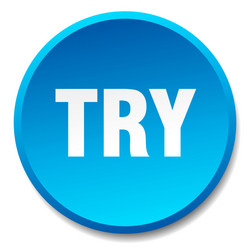 try blue round flat isolated push button vector