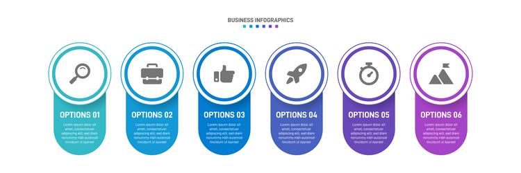 horizontal progress bar featuring 6 arrow-shaped vector image