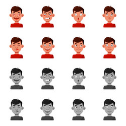 isolated object face and boy icon collection vector image