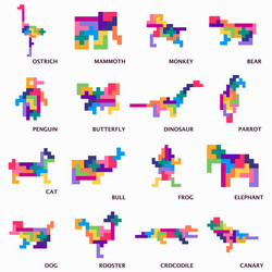 set of block puzzle pentamino tetris vector