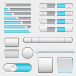 Set of white and blue interface navigation buttons vector