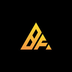 b f monogram initial logo with a yellow triangle vector image