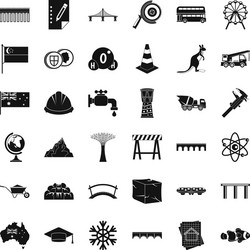 big bridge icons set simple style vector image
