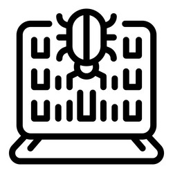 big bug infecting laptop screen with binary code vector image
