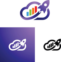 cloud computing rocket launch growth chart logo vector image