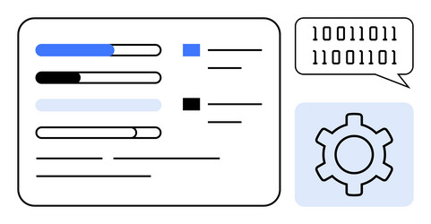 data processing interface with progress bars vector image