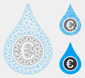 euro liquid drop mesh 2d model and triangle vector image