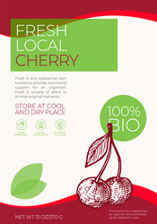 Fresh local fruits and berries label template vector