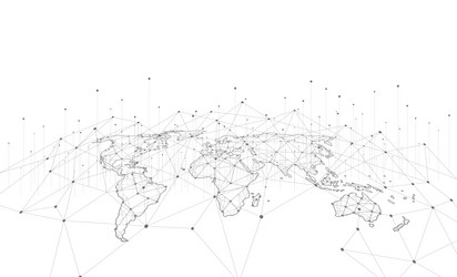 global network connection world map point vector image