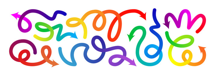 gradient line arrow set curved shape vector image