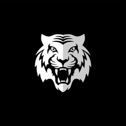 Intimidating tiger front view theme logo template vector