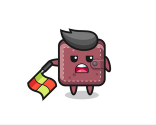 leather wallet character as line judge hold vector