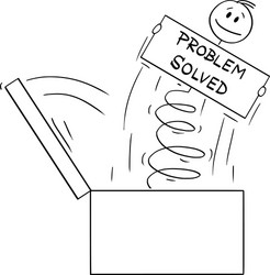 Man Jumping Out of Box with Solution vector image