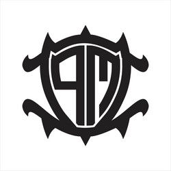 pm logo monogram isolated with frame shield shape vector image