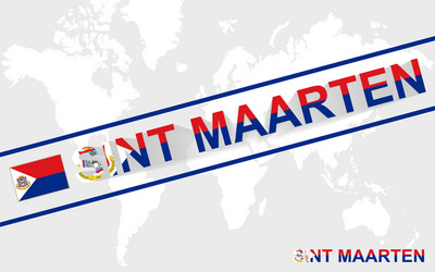sint maarten map flag and text vector image