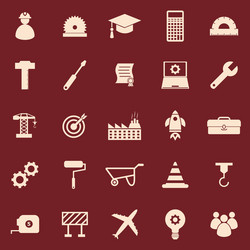 Engineering Icon Set - Red Background vector image
