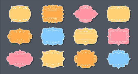 label ornamental color craft frames set elegant vector image
