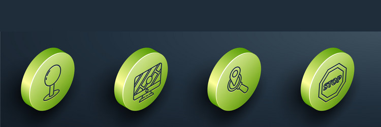 set isometric push pin monitor with location vector image