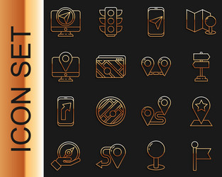 set line location marker map pointer with star vector image
